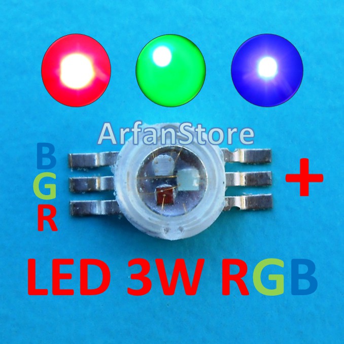 High Power LED HPL 3W RGB RED GREEN BLUE MERAH HIJAU BIRU 460-623NM 3 X 1W 4PIN 6PIN 3 WATT