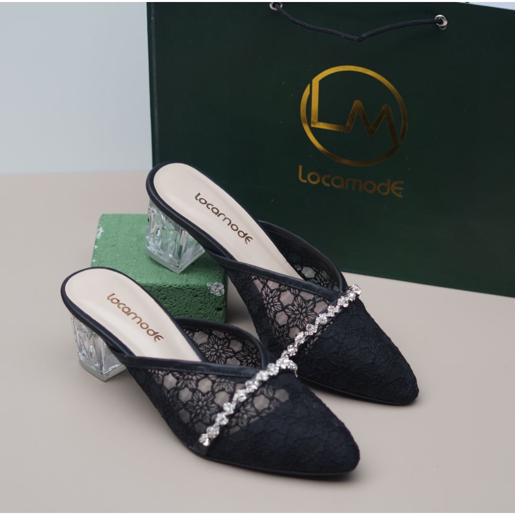 LOCAMODE SENDAL HEELS kode-004 (free paper bag,box) hak 5cm