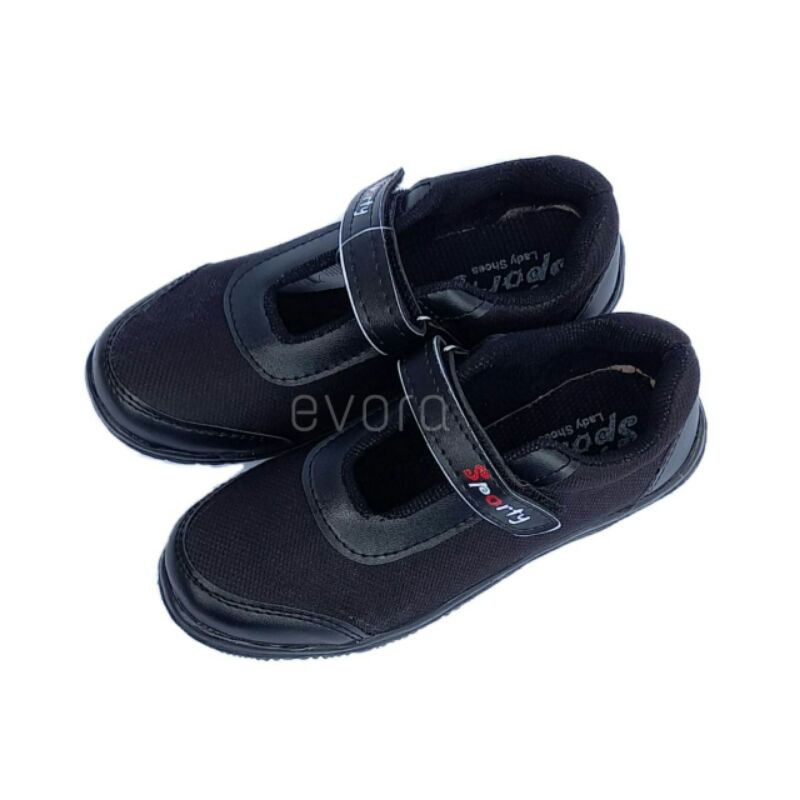 sepatu anak sekolah hitam polos SD TK // sepatu sekolah sporty hitam polos