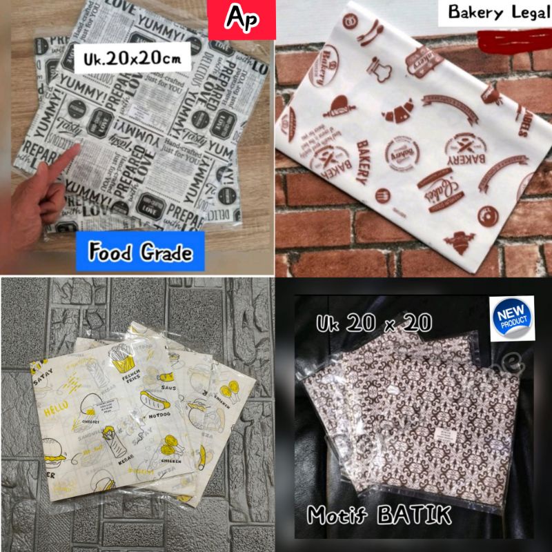 

Wax Paper / kertas Baking laminasi Ber motif uk 20 x 20 cm ~ FOOD GRADE