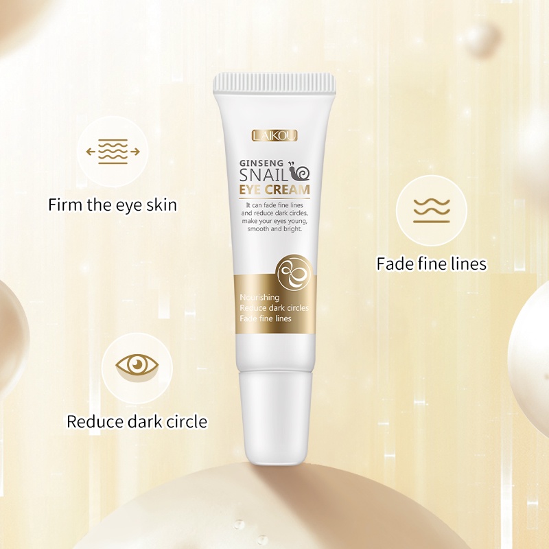 LAIKOU Ginseng Snail Eye Cream Memudarkan Kantong Mata Lingkaran Hitam Dark Spot Firming 15g