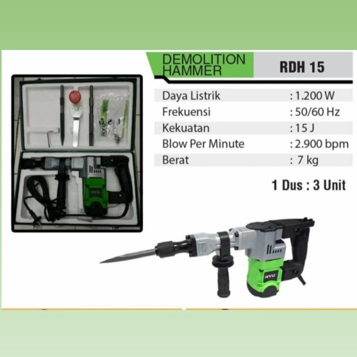 Ryu RDH15 Jack Hammer Drill Mesin Bobok Beton Demolition Hammer Ryu