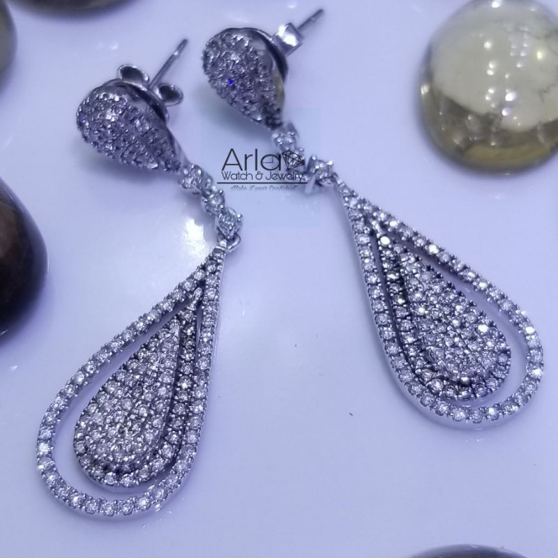 Giwang Tetes Air Berlian Eropa Asli Natural