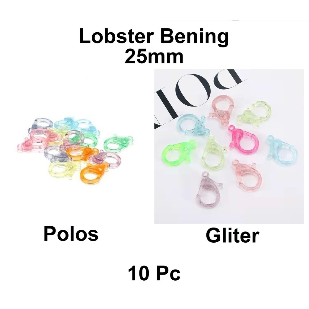 Kaitan Lobster 25mm Plastik Bening Warna-Warni Harga/10Pc