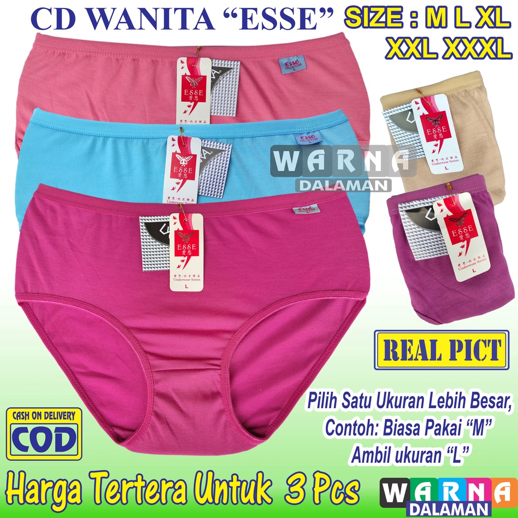 3 Pcs Celana Dalam Kancut Cd Wanita Pakaian Dalam Sempak Perempuan Warna Random | WARNA DALAMAN