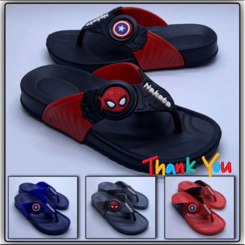 sandal jepit anak cowok karakter spiderman