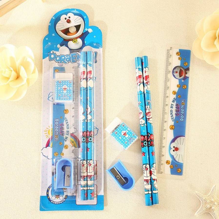 Set Alat Tulis Karakter 5in1 Mini Stationary Alat Tulis Anak Sekolah Souvenir Hadiah Lomba Anak Alat Tulis Anak Set Lengkap Motif Lucu