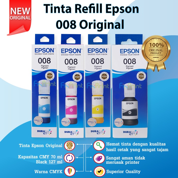 Tinta Epson Original 008 Printer L6460 L6490 L15180 L15150 L15160