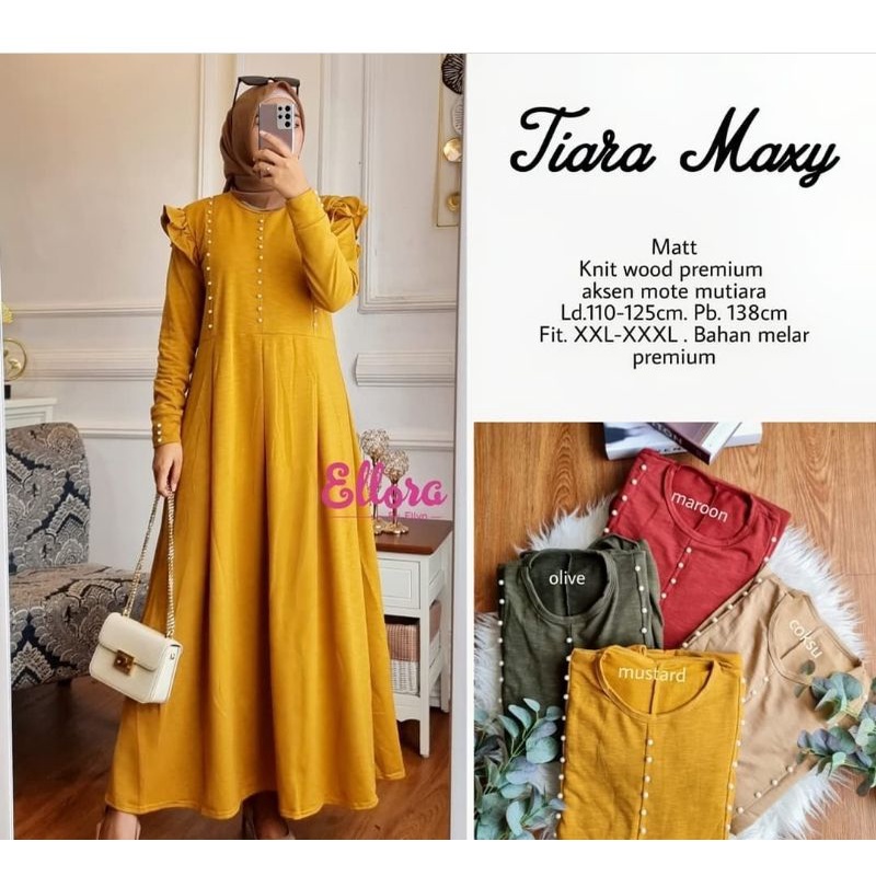 Tiara Maxy - Gamis Knit Wood LD106+ Mutiara / Crisala Maxy / 233-5799