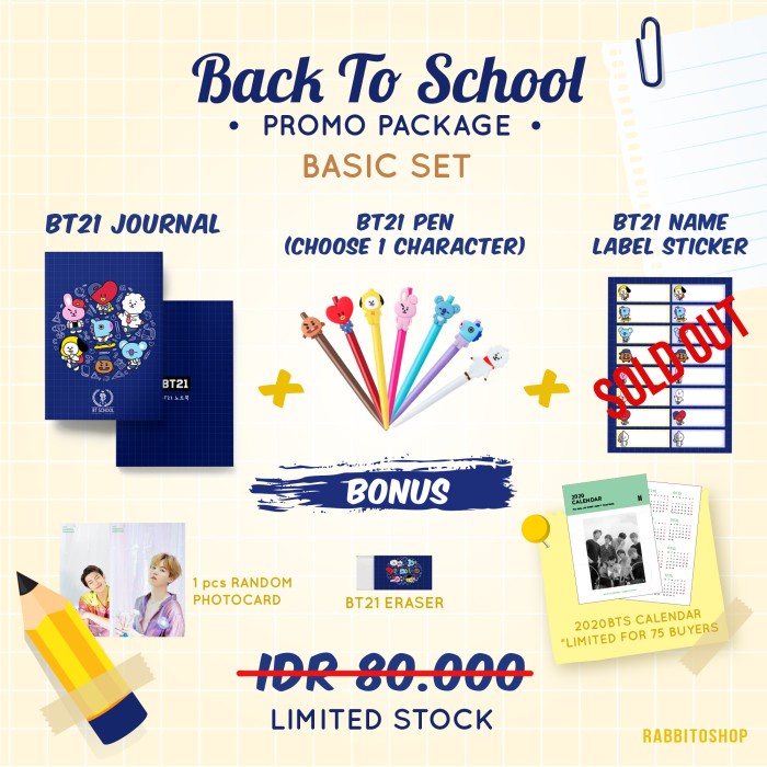 

(TERLARIS) BACK TO SCHOOL WITH BT21 PACKAGE / BASIC SET PERLENGKAPAN SEKOLAH