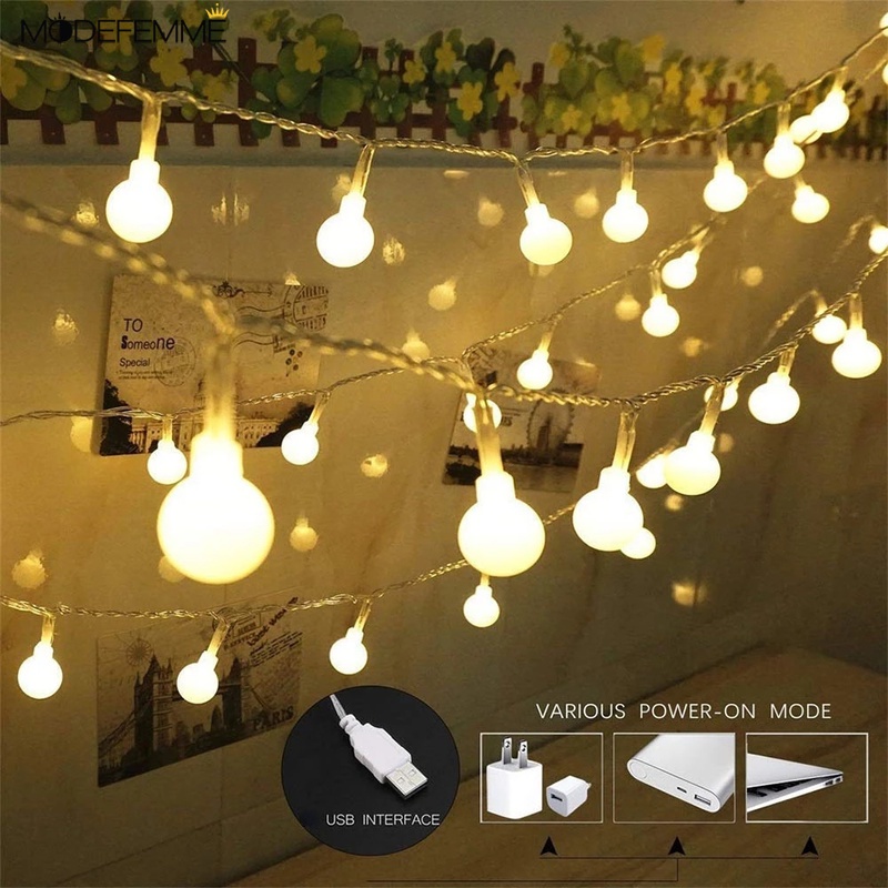 Lampu String LED 2M 3M 6M Warna Warm White Tenaga Baterai Isi Ulang USB Untuk Dekorasi Natal