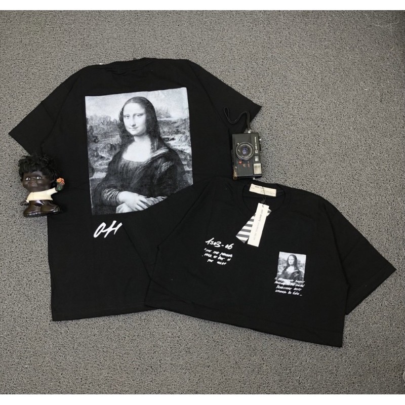 KAOS T SHIRT TEE OFF WHITE MONOCHROME MONALISA HITAM AUTHENTIC PREMIUM TERLARIS TERMURAH