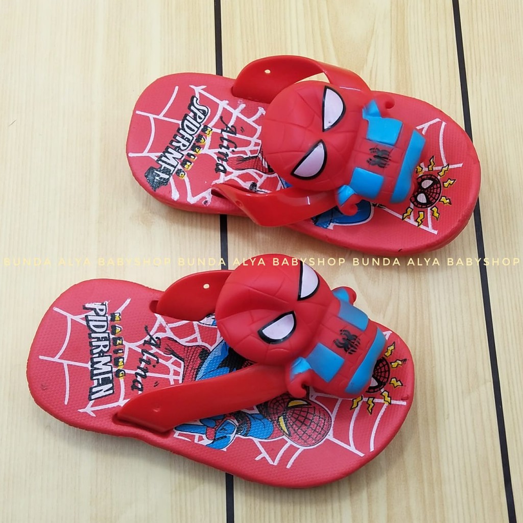 Sandal Anak Laki Jepit IMPORT Usia 1 2 3 Tahun Size 24 - 29 MERAH - Sendal Anak Cowok Superhero Karet Anti Licin