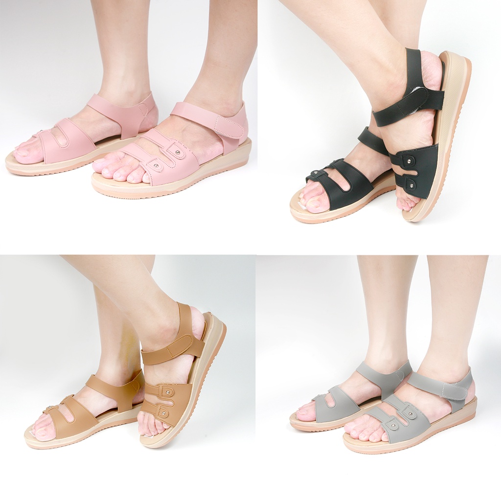 Sandal Wedges Wanita Slop Selop Casual Tali Line 11 AR