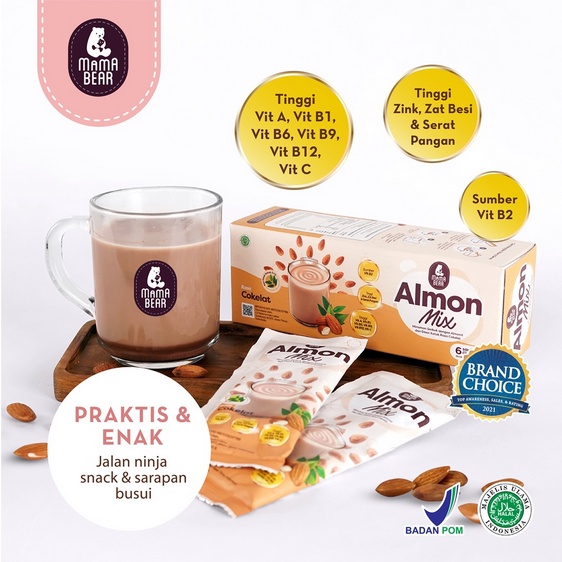 MamaBear Almon Mix Minuman Serbuk Almond Pelancar Asi Boster Dengan Daun Kelor