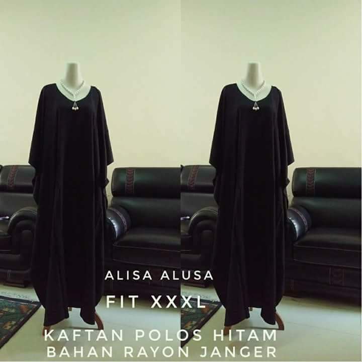Kaftan Alusa Polos Hitam