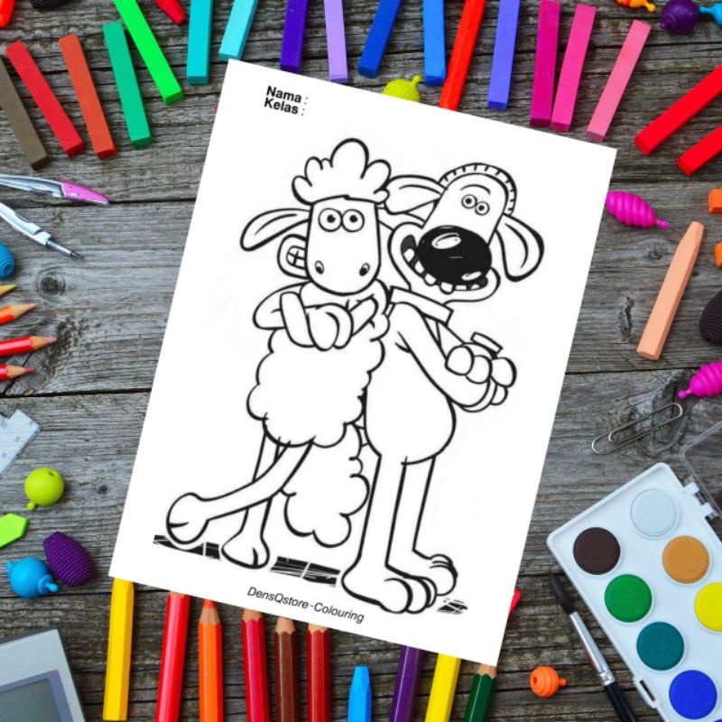 

Kertas Mewarnai Gambar Anak Tema Shaun The Sheep -/ Kertas Gambar (10 Lembar Gambar)