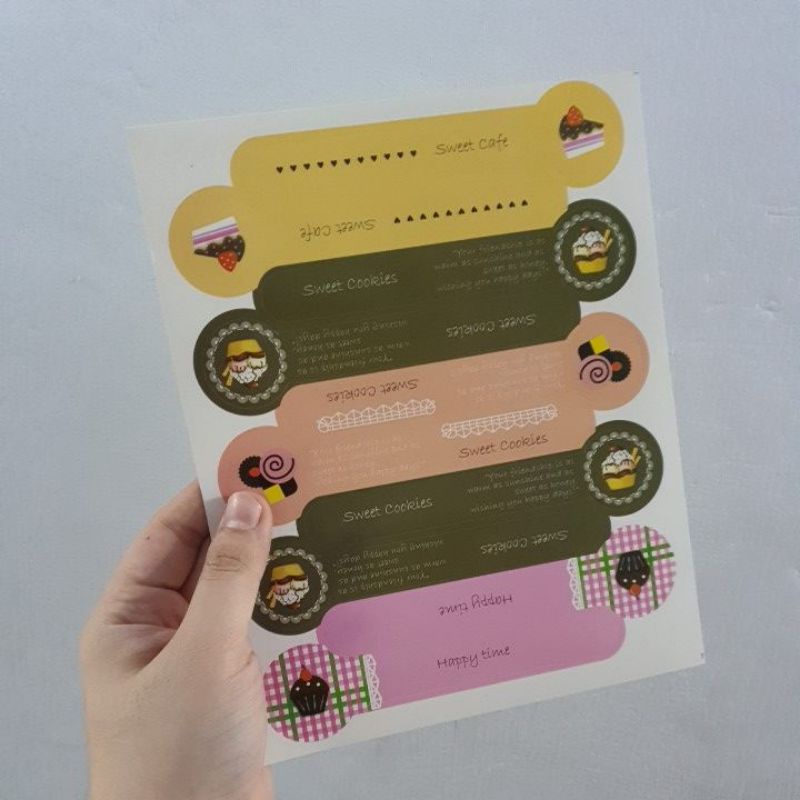 

(1lembar) stiker toples motif cupcake/ sticker diy segel packing box cup cake/cake jar souvenir