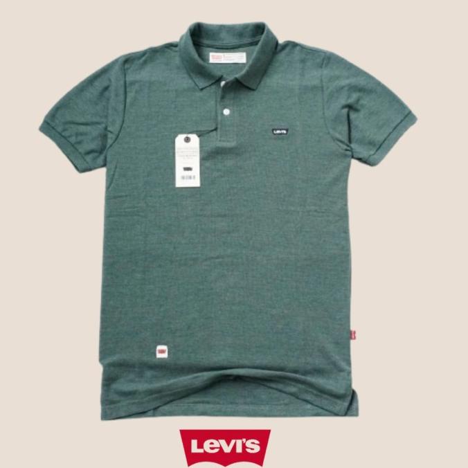 KAOS KERAH POLO SHIRT PRIA POLOS LEVIS ORIGINAL HIJAU ARMY MURAH COD