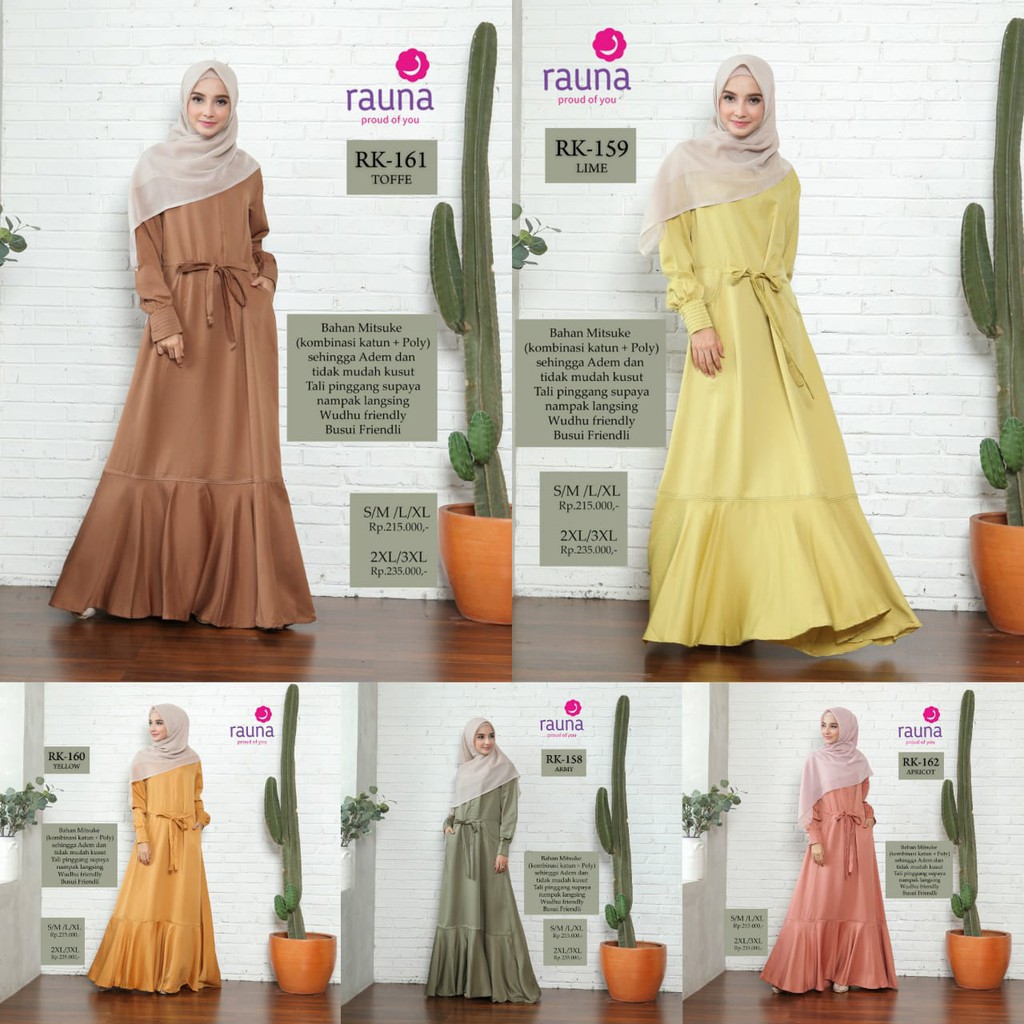 BISA COD - Gamis Rauna RK 158 , RK 159 , RK 160 , RK 161 , RK 162 / Dress Muslim