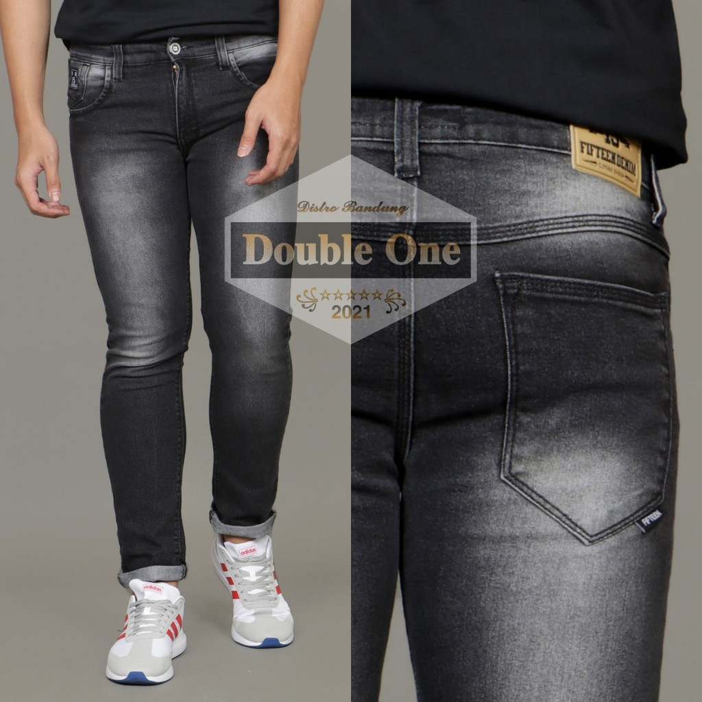  Celana  Jeans Pria Slim Fit Stretch Black Jazz BH Original 