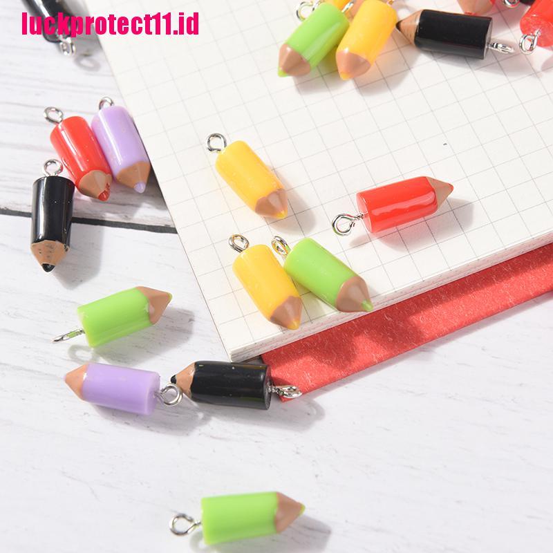 (LUCK) 10pcs Gantungan Kunci Bentuk Pensil Warna Campur DIY