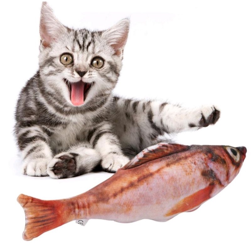 Mainan gigitan kucing boneka ikan catnip cat fish doll catnim 15cm
