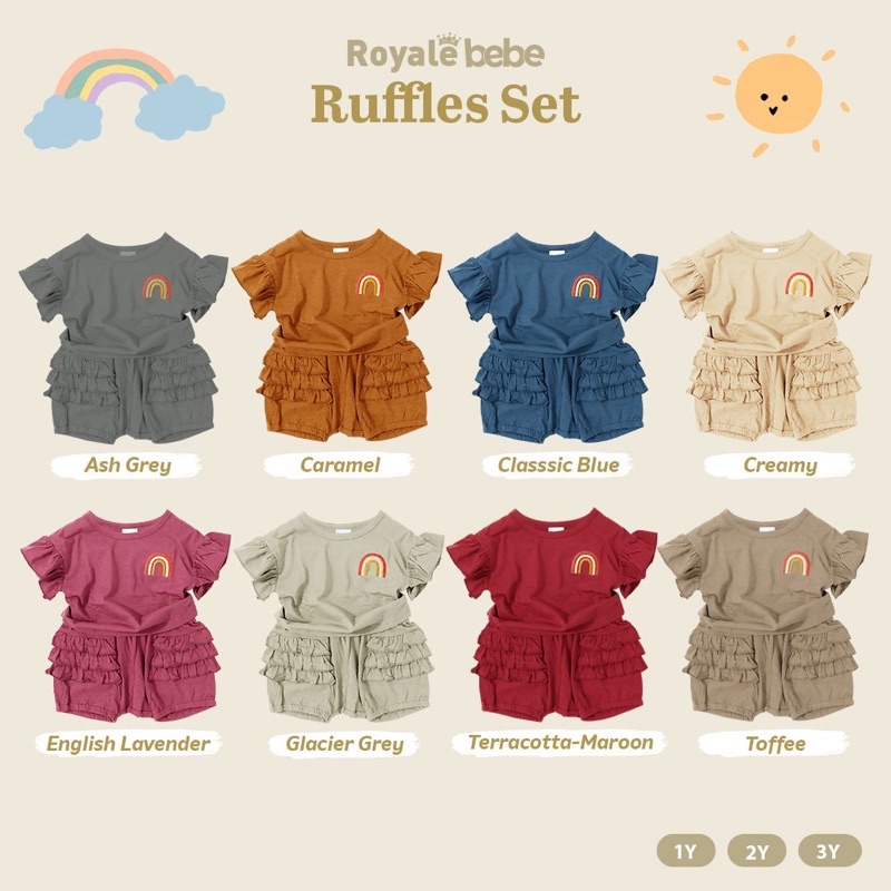 Royale Bebe RUFFLE SET Bayi Anak Perempuan / Ruffle Setelan Anak Perempuan