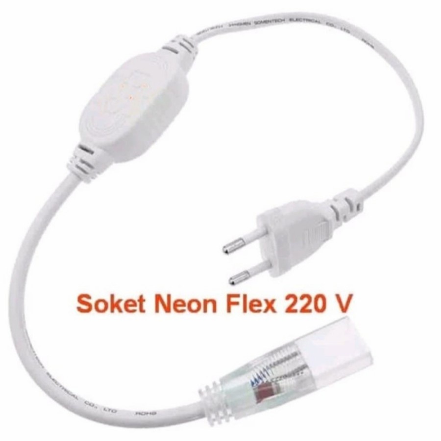 SOKET NEON FLEX 220V ADAPTOR 220V COLOKAN UNTUK LAMPU LED SELANG DAN NEON FLEX 220V AC KUALITAS BAGUS BISA WATERPROOF ANTI AIR OUTDOOR 100CM 1 METER