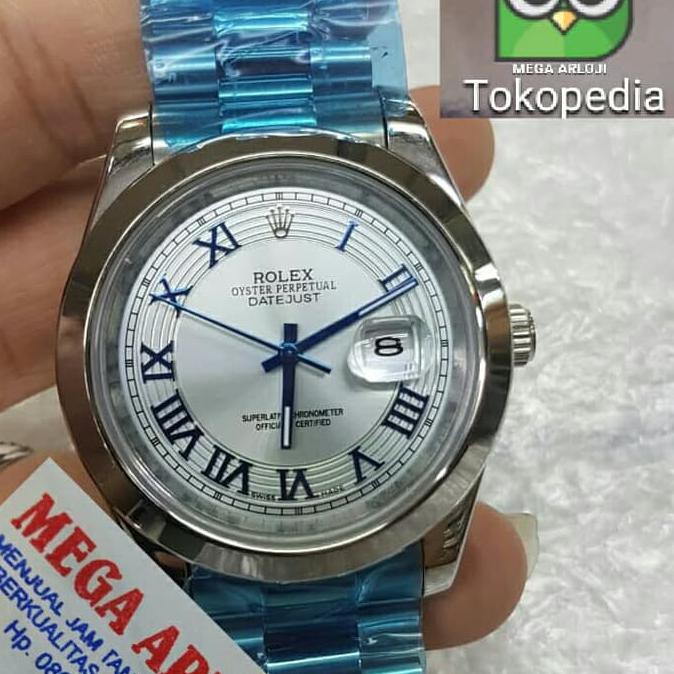 JAM TANGAN COWOK ROLEX DATEJUST SILVER ROMAWI SUPER PREMIUM AAA
