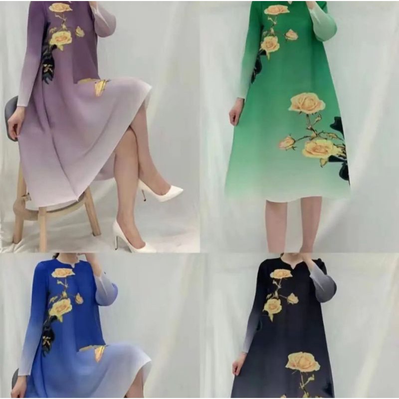 dress plisket premium / dress plisket bunga / dress plisket kekinian / dress plisket premium bangkok