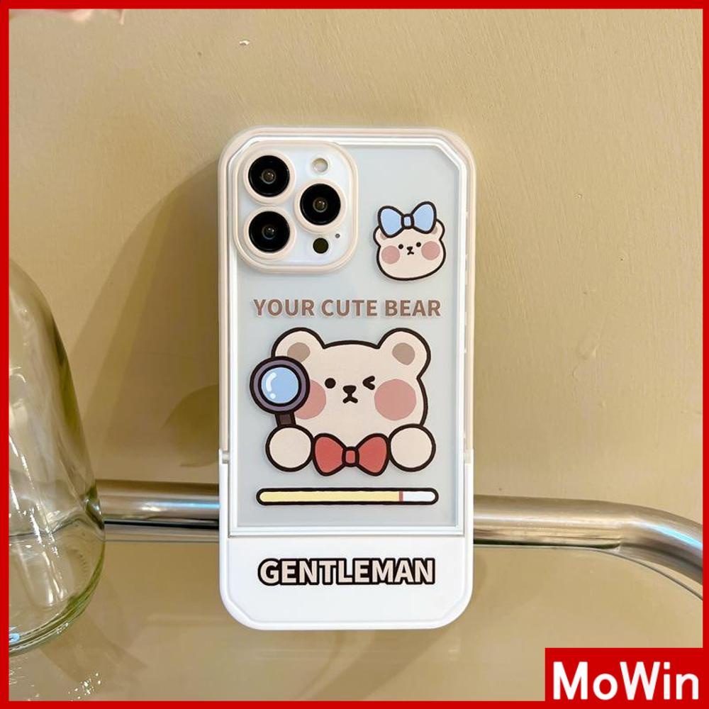 iPhone Case Acrylic Invisible Folding Stand Silicone Soft Case Airbag Shockproof Camera Cover Bear Cute Cartoon Compatible For iPhone 11 Pro Max 13 Pro Max 12 Pro Max 7Plus XS Max