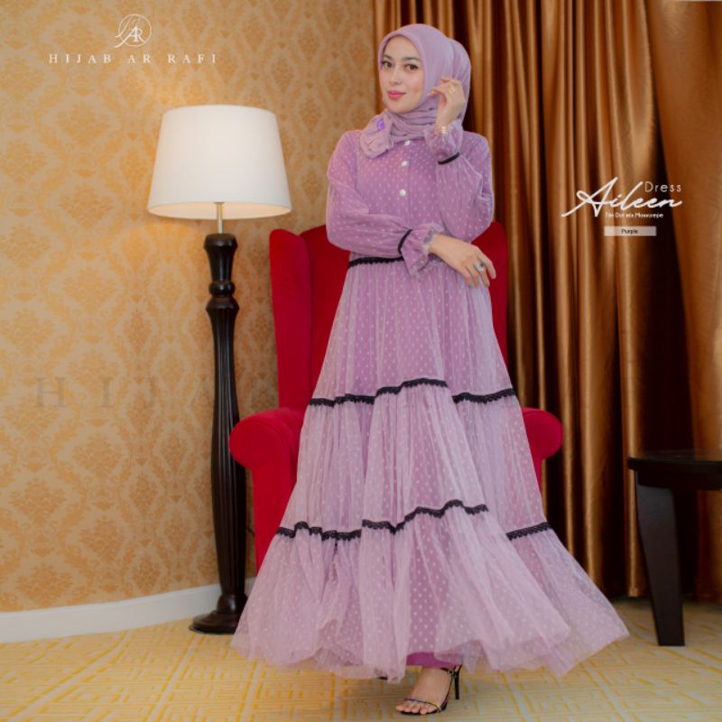 dress gamis brokat premium by Arrafi official | Dress ailen brokat tumpuk premium
