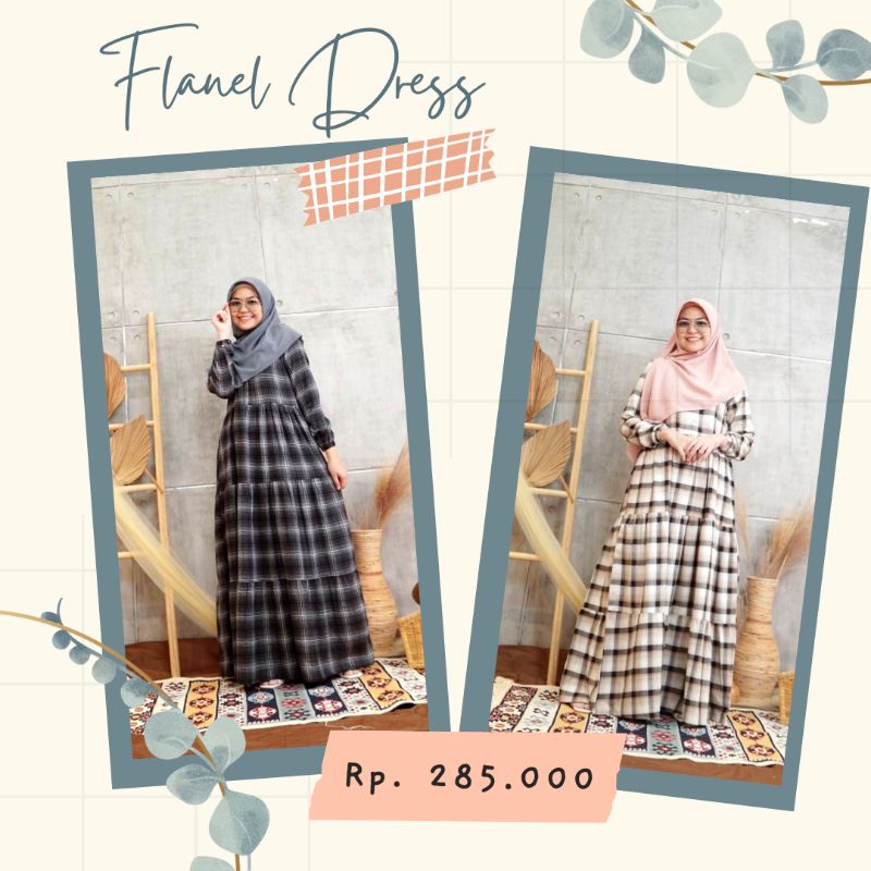 BAJU GAMIS DRESS MUSLIM REMAJA WANITA TERBARU KEKINIAN OOTD FLANEL KOTAK KOTAK GAMIS KANCING BUSUI M