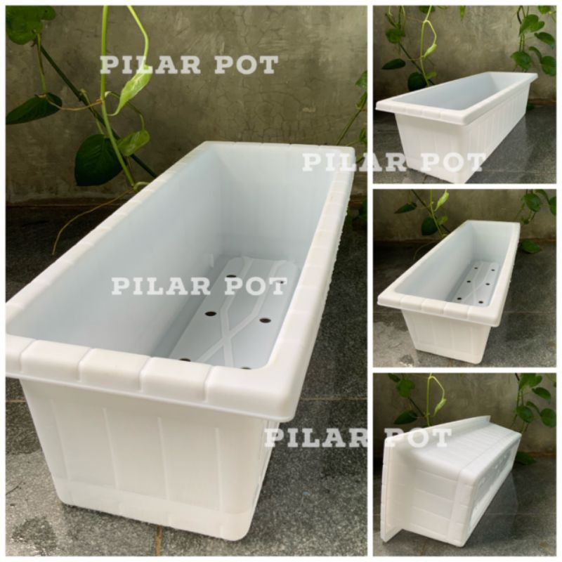 Pot bunga tanaman panjang motif gentong kayu putih 50 cm - 50s small
