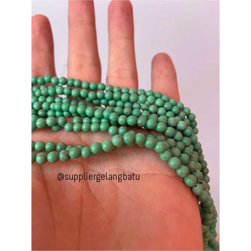 bahan green pirus hijau 4mm natural phyrus bahan gelang kalung howlite