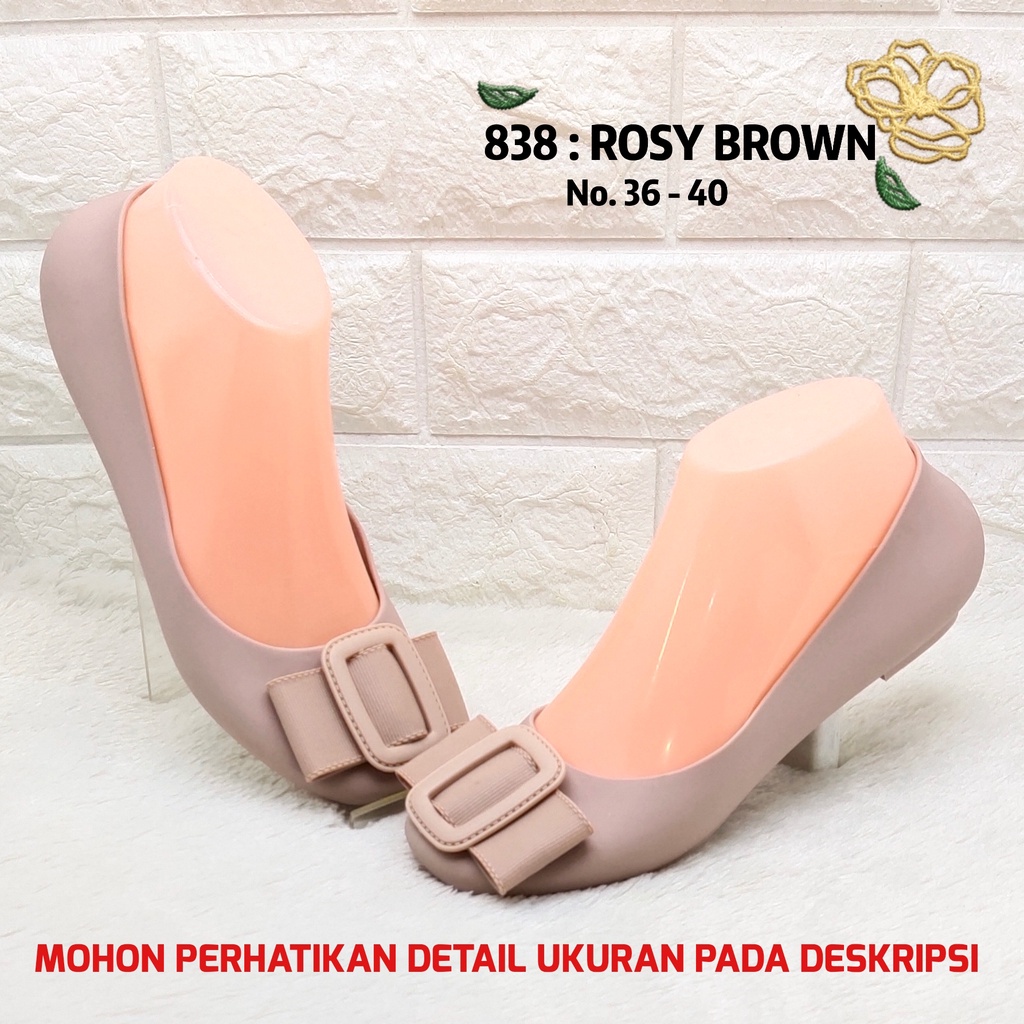 Sepatu kuliah perempuan 838 1 Sepatu balet karet impor wanita antiair SPTFW-Rosy Brown