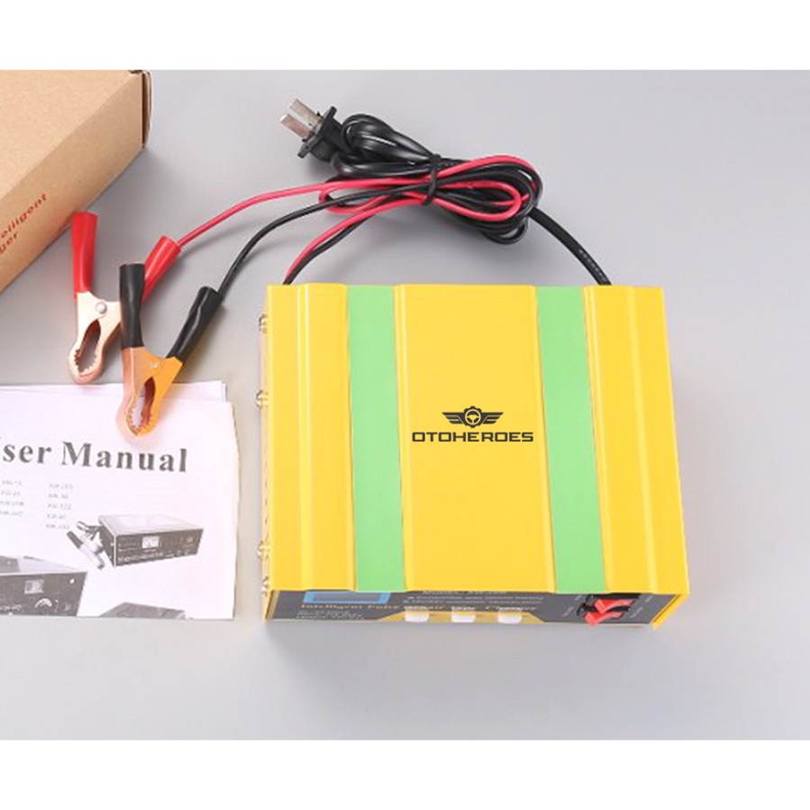 Charger Aki Mobil Motor Lead Acid Smart Battery Charger 12V / 24 V 6-105 AH - MF-2B - Yellow