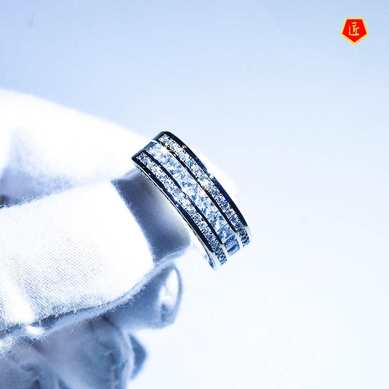 [Ready Stock]Simple Luxury Micro-Inlaid Diamond Ring