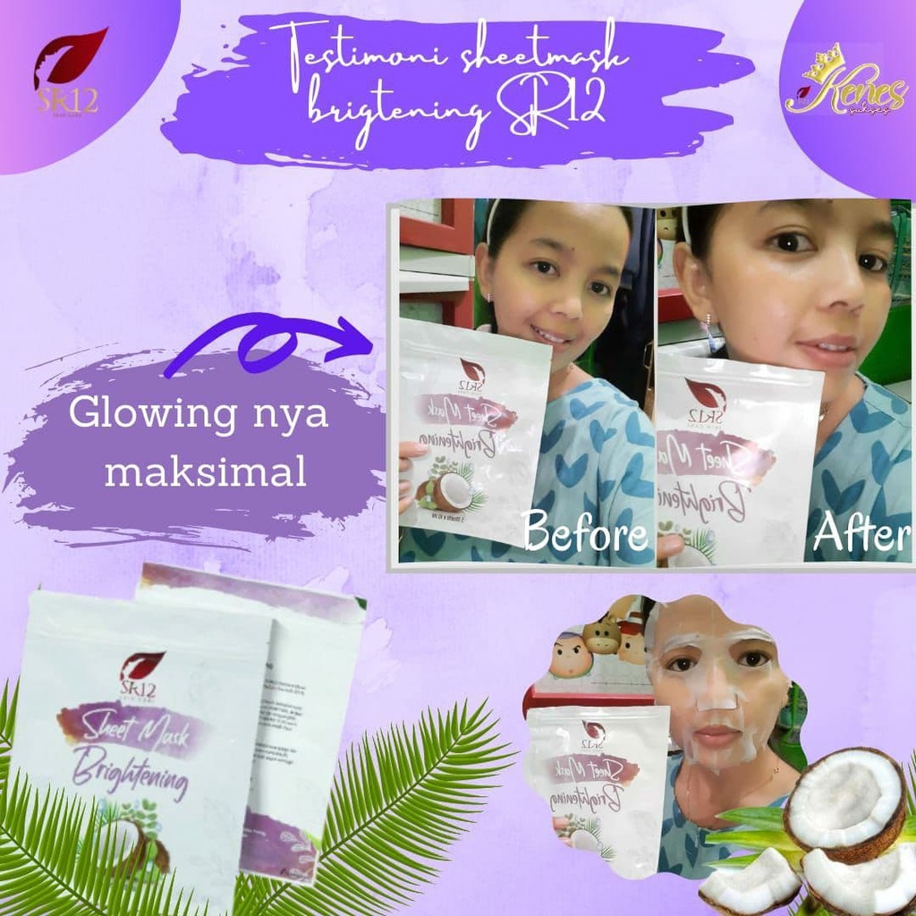 MASKER WAJAH PREMIUM / SHEET MASK BRIGHTENING SR12/ SHEET MASK PENCERAH WAJAH /  MASKER GLOWING / Masker wajah original / premium / berkualitas / termurah / terbaik / bagus / bpom / saudagarsr12