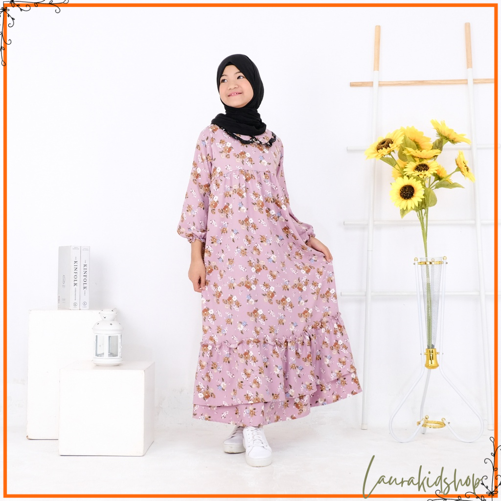 Gamis Anak / Gamis Anak Perempuan / Baju Muslim Anak Perempuan Vivian Laurakids 5 - 15 TAHUN