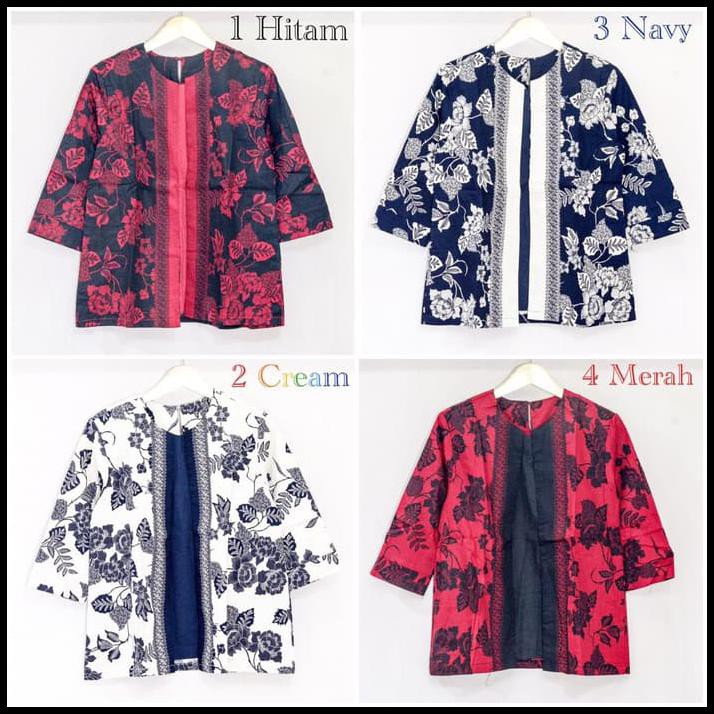 Ccmw Bz-65 Blouse Batik Lengan Panjang Semi Blazer Utk Wanita Modern Pb0E