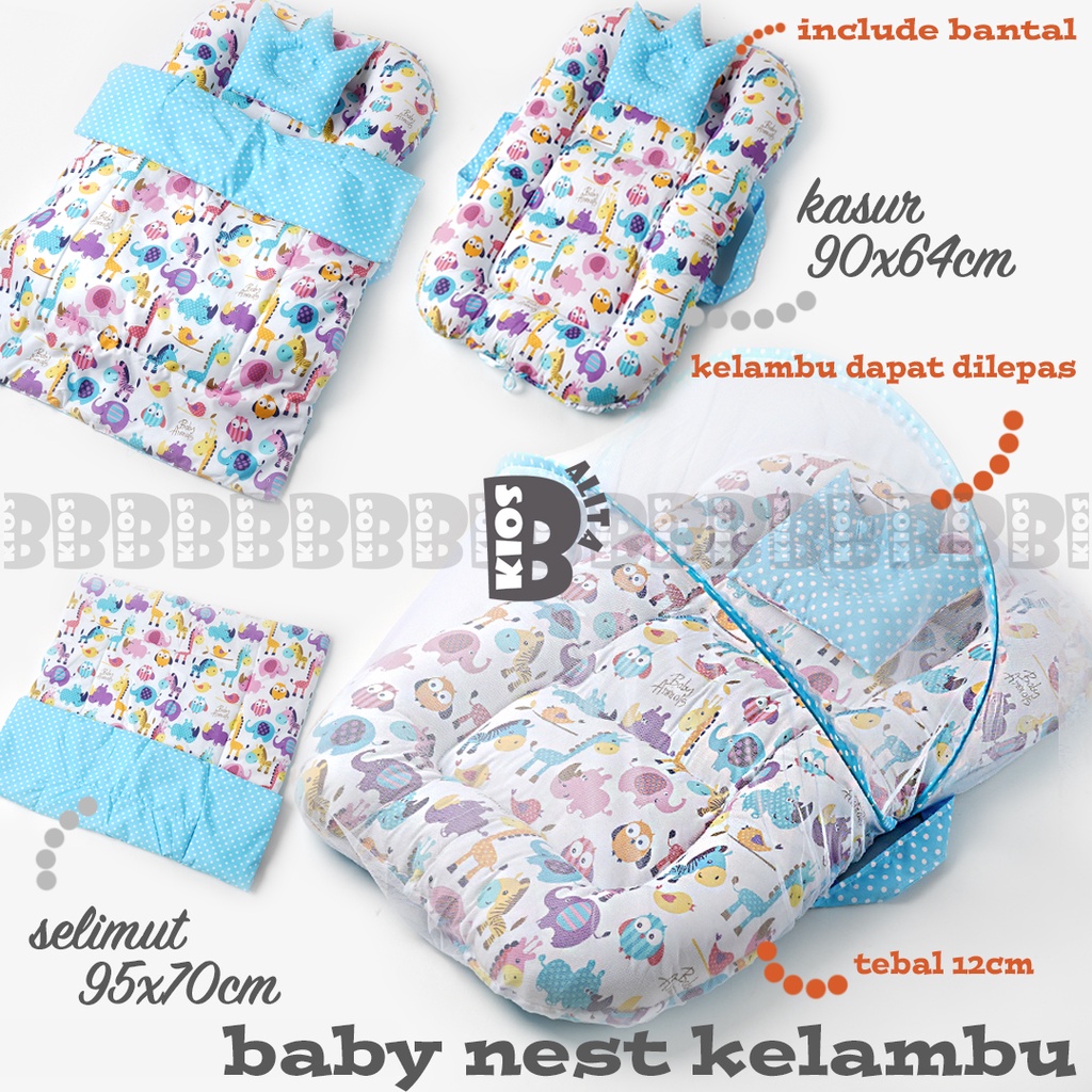 PAKET kasur bayi kojong kelambu baby nest kasur serut + selimut bayi bed cover bayi + FREE BANTAL PEYANG CROWN!! [TERMURAH]