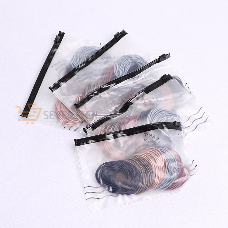 GELANG IKAT RAMBUT KOREA ISI 100 PCS AKSESORIS RAMBUT KOREA ZIP LOCK POUCH KARET RAMBUT KOREAN-2
