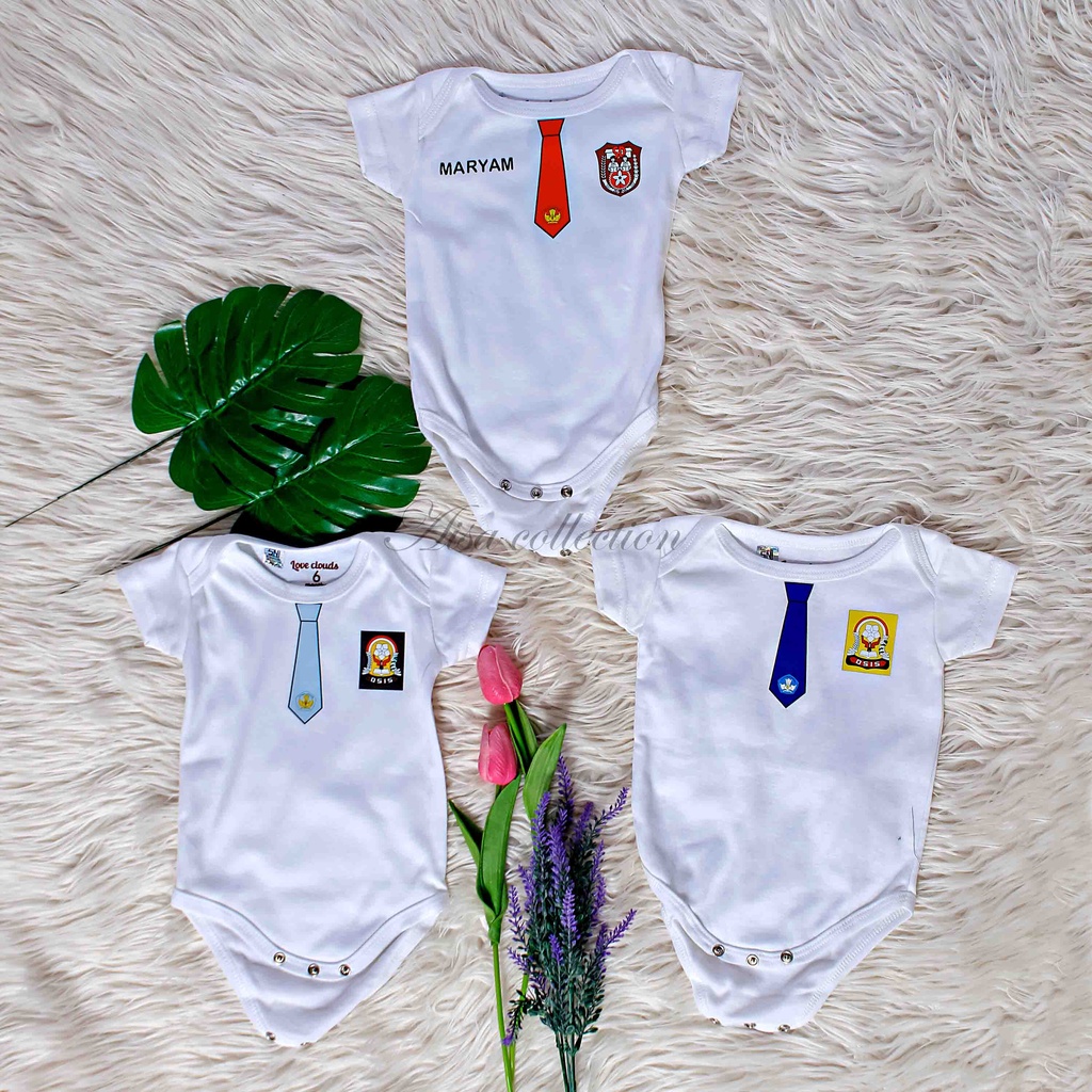 AISA baju bayi custom nama jumsuit jumper bodysuit seragam sekolah SD SMP SMA murah lucu newborn-8