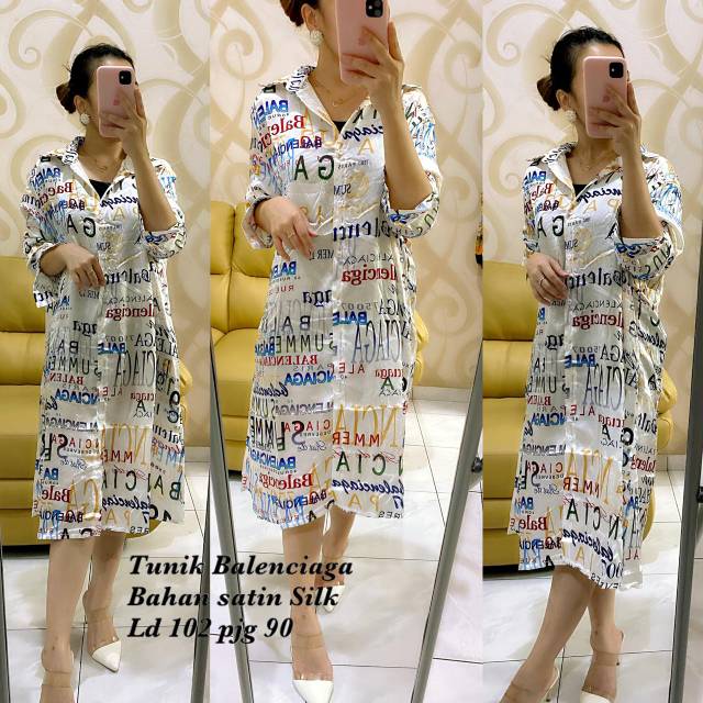 Tunik Balenciaga Bahan satin silk