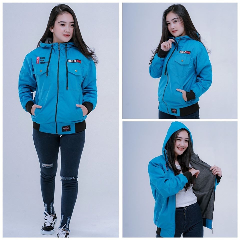 JAKET PARASUT WANITA ANTI AIR TEBAL JACKET BOMBER CEWEK KOREA KEREN OUTDOOR ORIGINAL-SP TURKIS