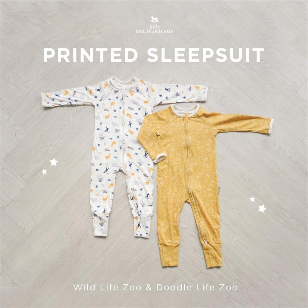 LITTLE PALMERHAUS (1pcs) PRINTED SLEEPSUIT Zipper Jumper Panjang Baju Kodok Bayi