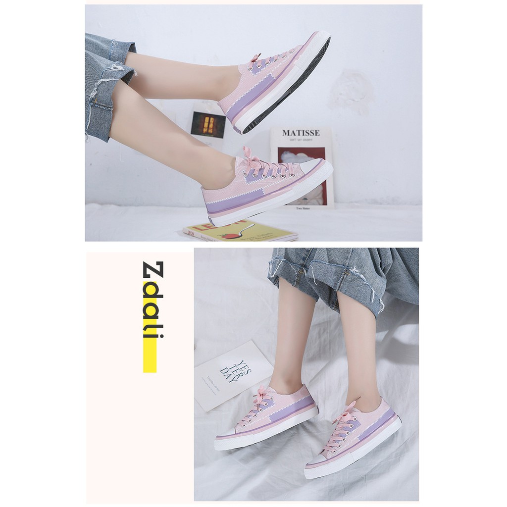 SSPP sepatu wanita casual pink pastel import converse skater sneakers