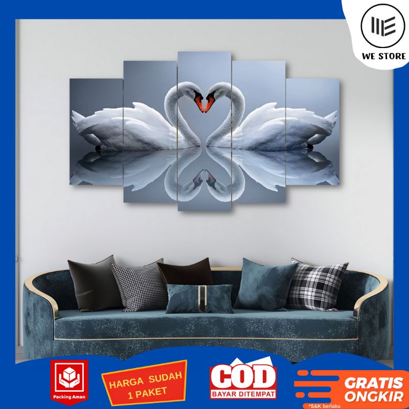 HIASAN DINDING 1 SET 5 PCS ANGSA / PEMANDANGAN DEKORASI RUMAH / PAJANGAN KAMAR ATAU RUANG TAMU / LUK